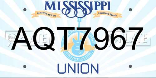 AQT7967 Mississippi License Plate