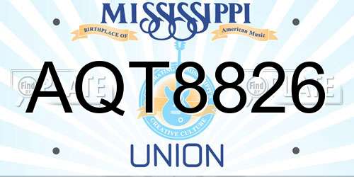 AQT8826 Mississippi License Plate