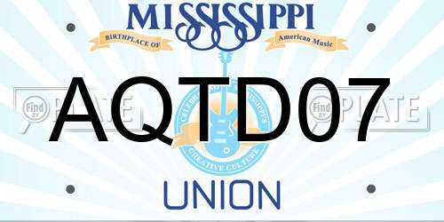 AQTD07 Mississippi License Plate