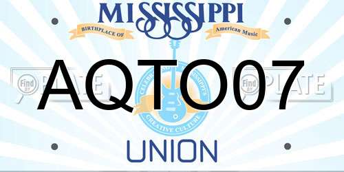 AQTO07 Mississippi License Plate