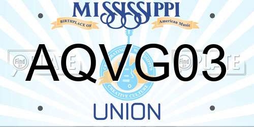 AQVG03 Mississippi License Plate