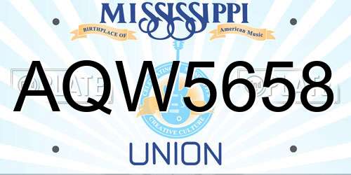 AQW5658 Mississippi License Plate