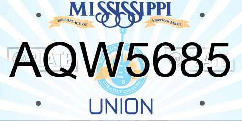 AQW5685 Mississippi License Plate