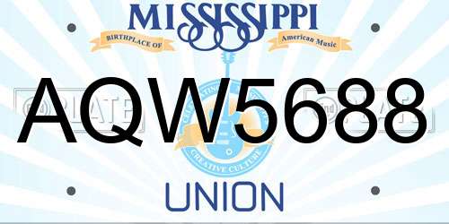 AQW5688 Mississippi License Plate