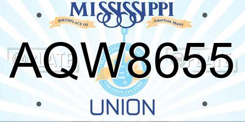 AQW8655 Mississippi License Plate