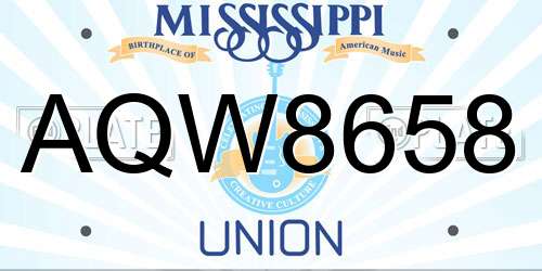 AQW8658 Mississippi License Plate
