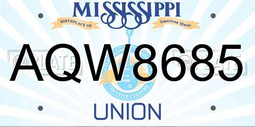 AQW8685 Mississippi License Plate