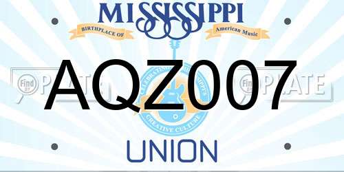 AQZ007 Mississippi License Plate