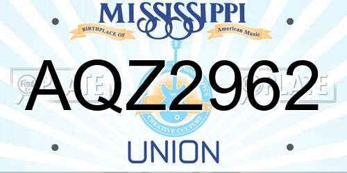 AQZ2962 Mississippi License Plate