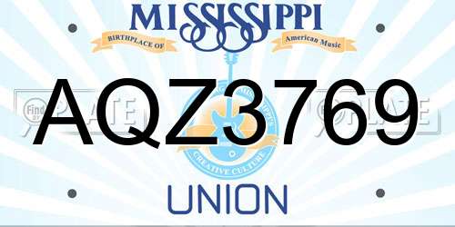 AQZ3769 Mississippi License Plate