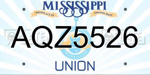 AQZ5526 Mississippi License Plate