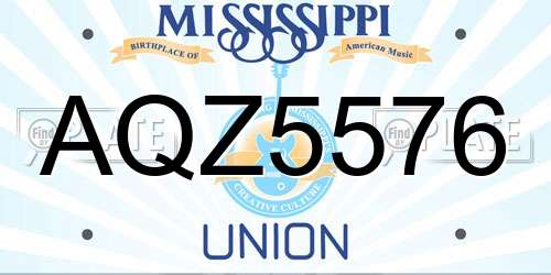 AQZ5576 Mississippi License Plate