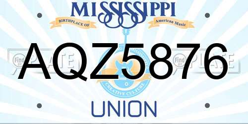 AQZ5876 Mississippi License Plate