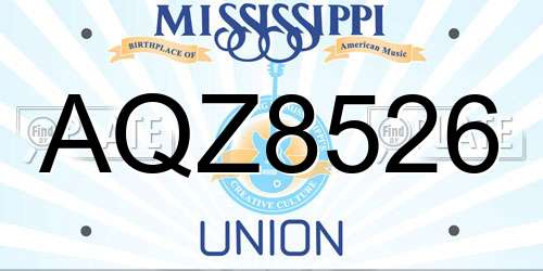 AQZ8526 Mississippi License Plate