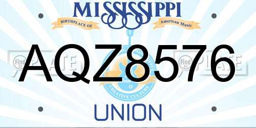 AQZ8576 Mississippi License Plate