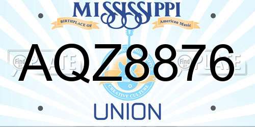AQZ8876 Mississippi License Plate