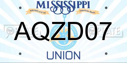 AQZD07 Mississippi License Plate