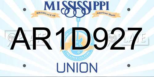 AR1D927 Mississippi License Plate