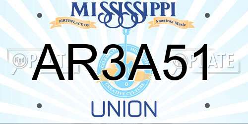 AR3A51 Mississippi License Plate