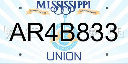 AR4B833 Mississippi License Plate