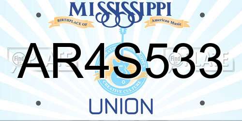 AR4S533 Mississippi License Plate