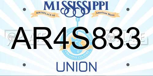 AR4S833 Mississippi License Plate