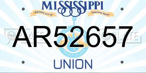 AR52657 Mississippi License Plate