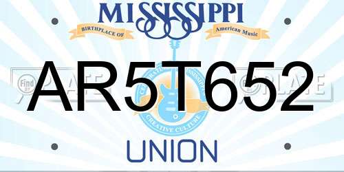 AR5T652 Mississippi License Plate