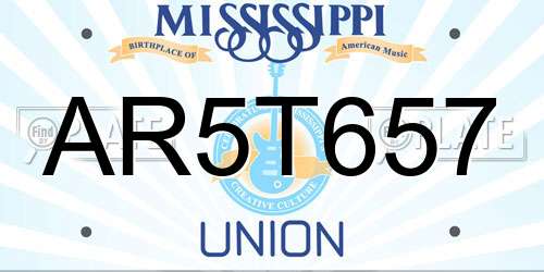 AR5T657 Mississippi License Plate
