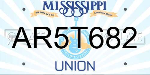AR5T682 Mississippi License Plate