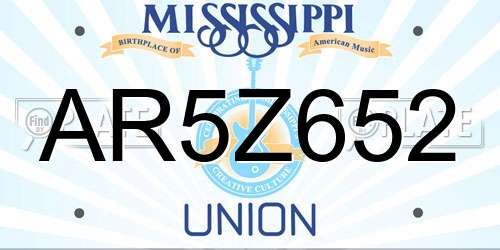 AR5Z652 Mississippi License Plate