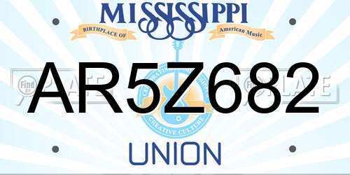 AR5Z682 Mississippi License Plate
