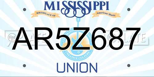 AR5Z687 Mississippi License Plate