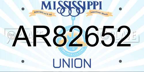 AR82652 Mississippi License Plate