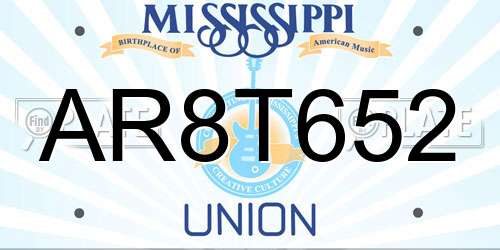 AR8T652 Mississippi License Plate
