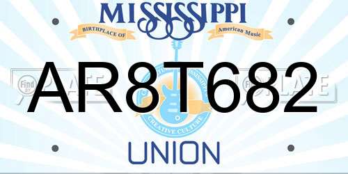 AR8T682 Mississippi License Plate