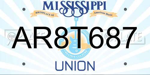 AR8T687 Mississippi License Plate