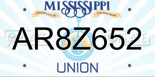 AR8Z652 Mississippi License Plate