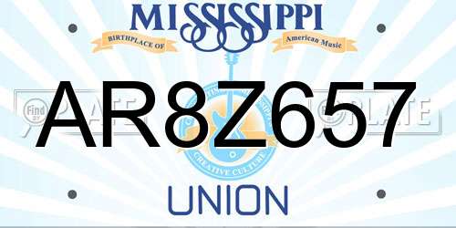 AR8Z657 Mississippi License Plate
