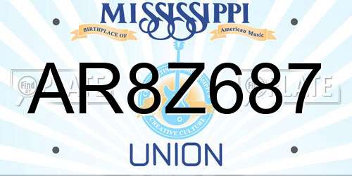 AR8Z687 Mississippi License Plate