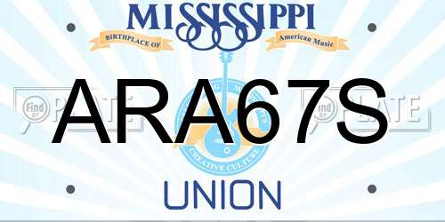 ARA67S Mississippi License Plate