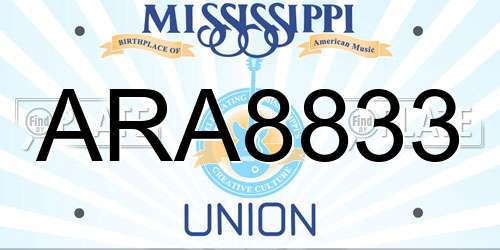 ARA8833 Mississippi License Plate