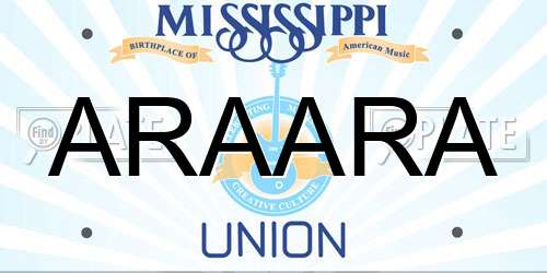 ARAARA Mississippi License Plate