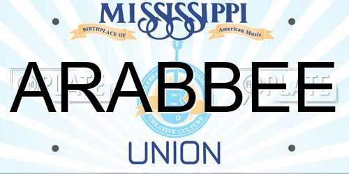ARABBEE Mississippi License Plate