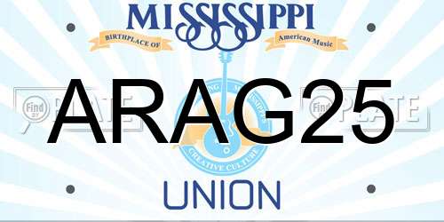 ARAG25 Mississippi License Plate