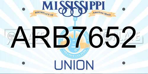ARB7652 Mississippi License Plate