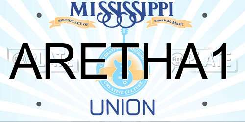 ARETHA1 Mississippi License Plate