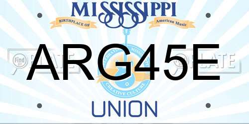ARG45E Mississippi License Plate