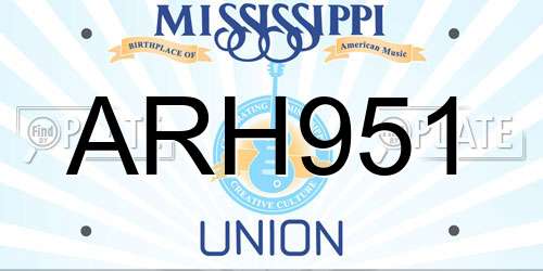 ARH951 Mississippi License Plate