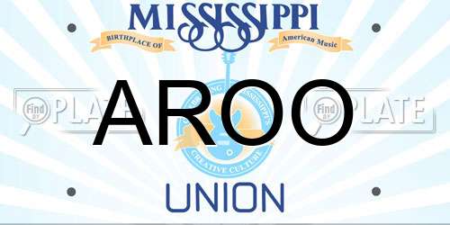 AROO Mississippi License Plate